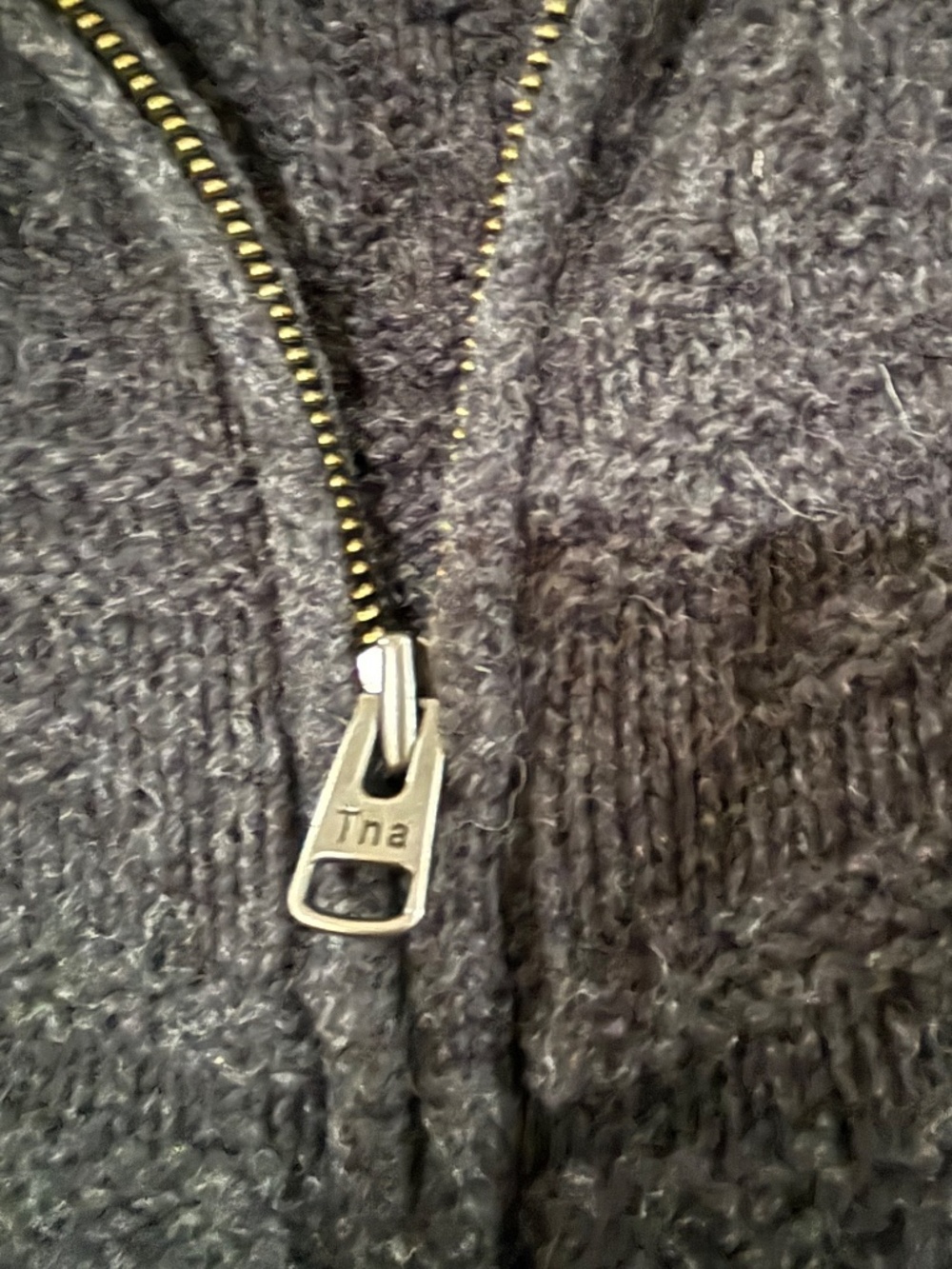 TNA Aritzia 100% Lambswool Full Zip Cardigan Sweater Charcoal Grey XS - Picture 3 of 8